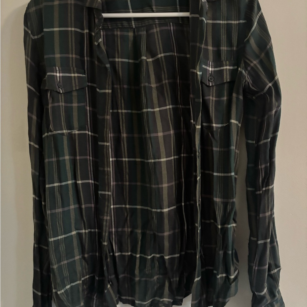 Green Plaid Button-Up Shirt